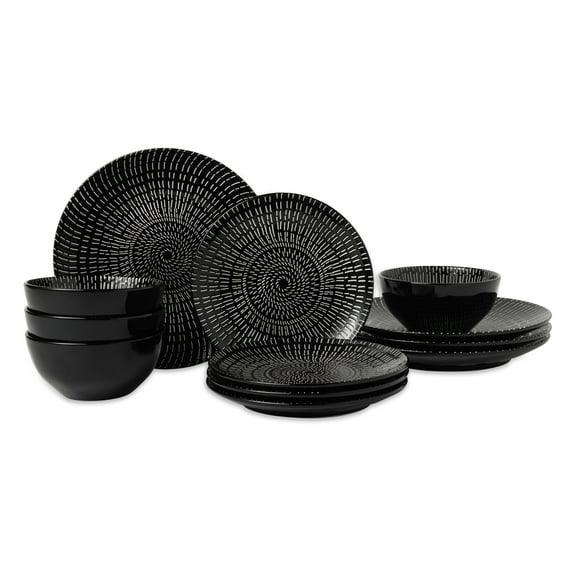 Thyme & Table Maddox 12-Piece Stoneware Dinnerware Set - USA MEGA SHOP