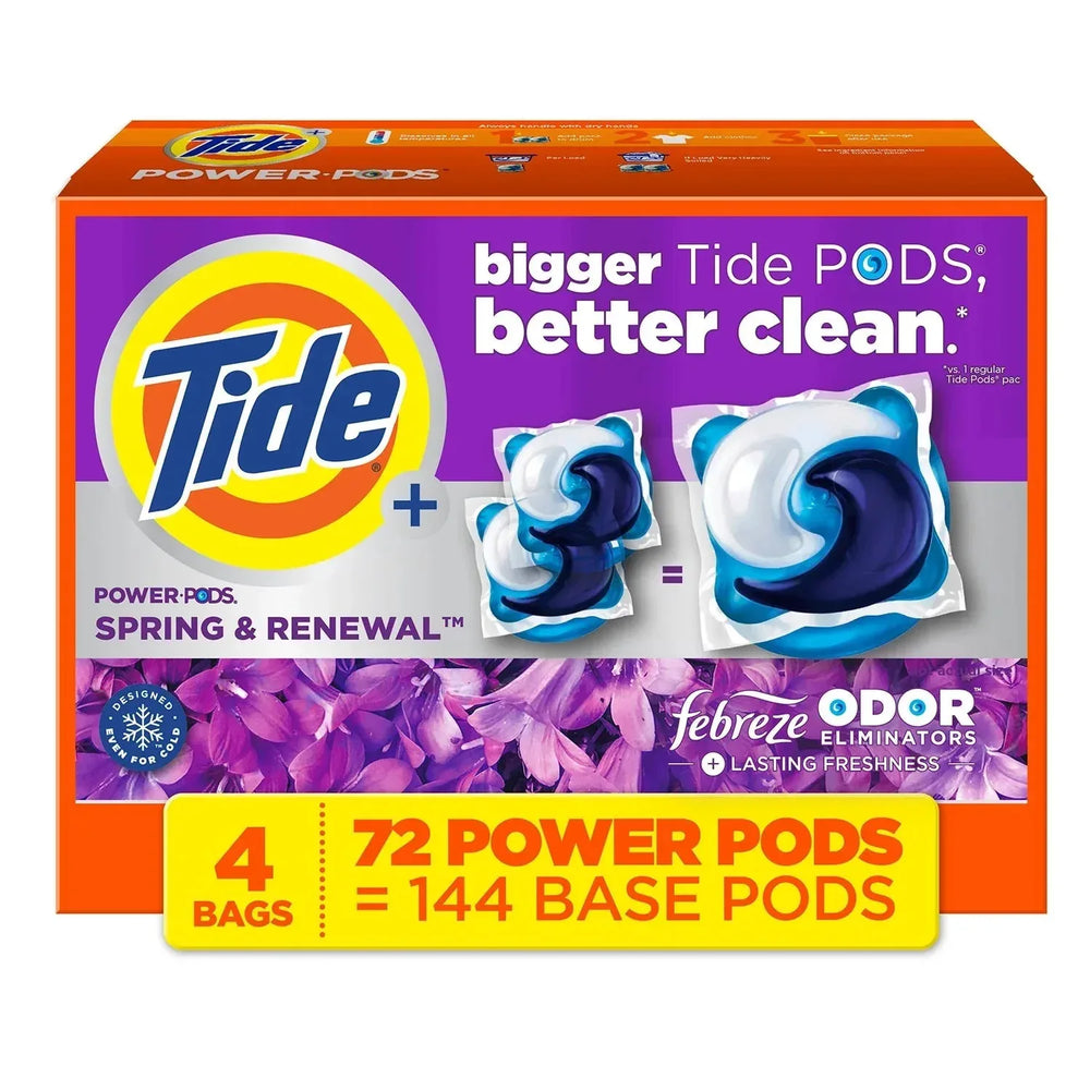 Tide Power PODS with Febreze Laundry Detergent Pacs, Spring & Renewal, 72 ct. - USA MEGA SHOP