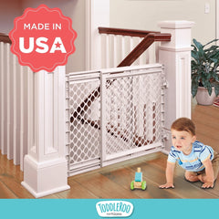 Toddleroo by North States Stairway Secure Baby Safety Gate, 27"-41", Soft White