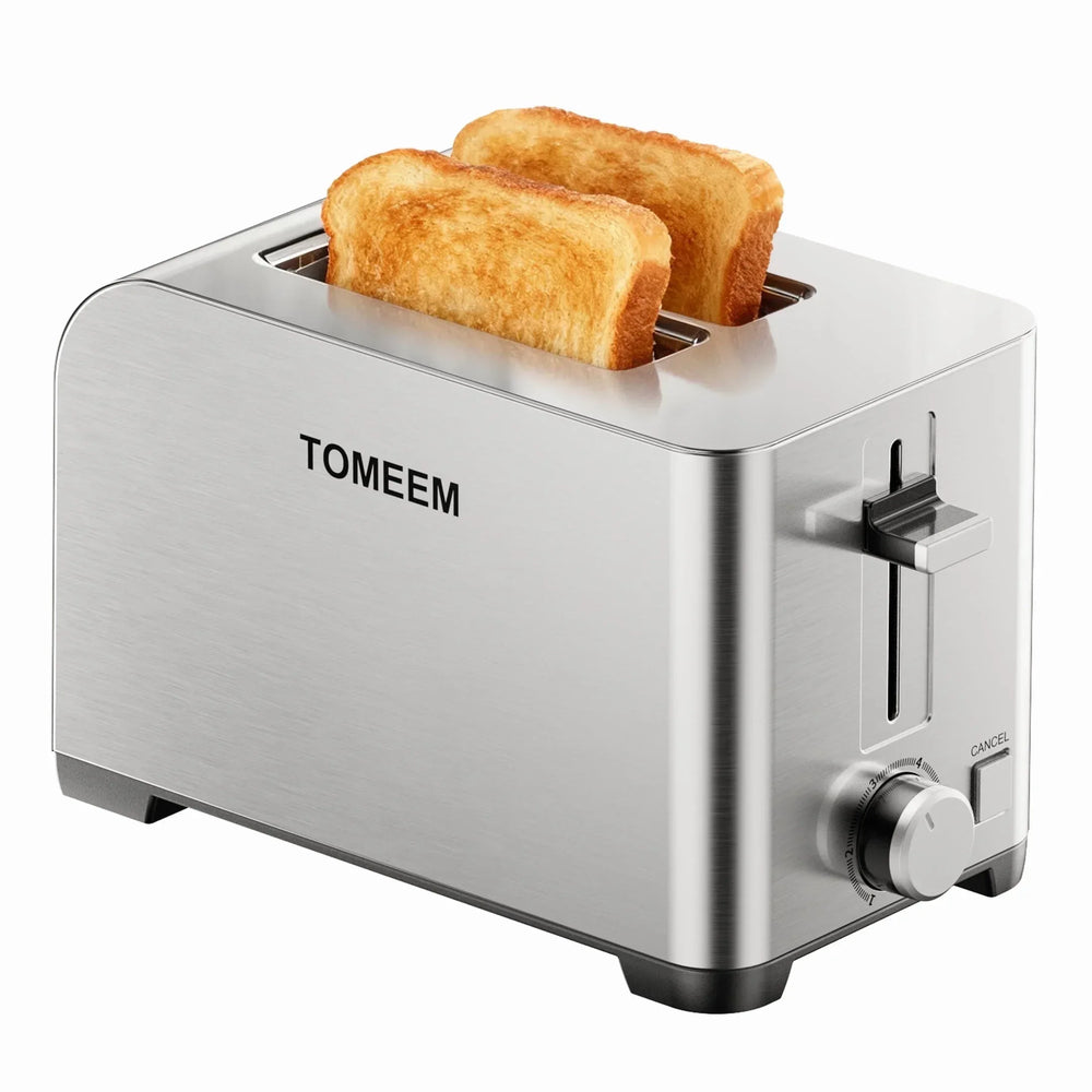 Tomeem 2-Slice Toaster with 6 Shade Settings, Removable Crumb Tray and Self-centering Guide, Stainless Steel - USA MEGA SHOP
