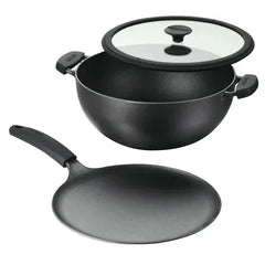 Tramontina 3-piece Cast Iron 7-quart Deep Kadai & Flat Tawa Cookware Set