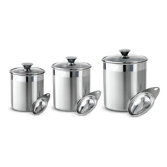 Tramontina 6 Pc Stainless Steel Covered Canister Set with Measuring Scoops - USA MEGA SHOP