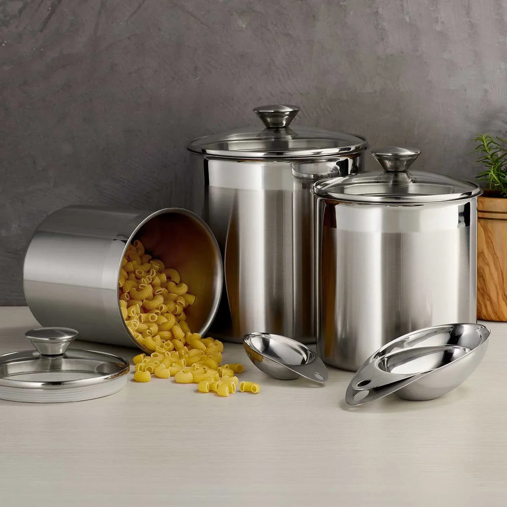Tramontina 6 Pc Stainless Steel Covered Canister Set with Measuring Scoops - USA MEGA SHOP