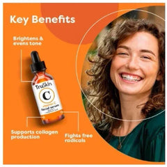 TruSkin Vitamin C Face Serum, Brightening & Anti-Aging with Squalane & Vitamin E, 1 fl oz