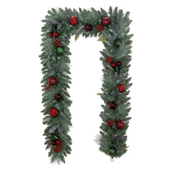 9' Pre-lit LED with Twinkle Artificial Decorated Garland, Red - USA MEGA SHOP