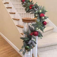 9' Pre-lit LED with Twinkle Artificial Decorated Garland, Red - USA MEGA SHOP
