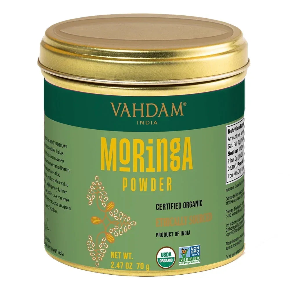 VAHDAM, Organic Moringa Powder (2.47oz) Non-GMO & Gluten Free Moringa Oleifera, Direct from Source - USA MEGA SHOP