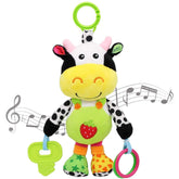 VATENIC Baby Car Seat Toys with 32 Kinds of Music and Teether, Hanging Stroller Toys, Suitable for 0-12 Months of Baby (Cows)