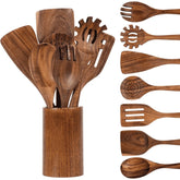 VAVSEA Thick Wooden Spoons for Cooking, 8 Pcs Natural Wooden Utensil for Cooking with Non-Stick, Heat Resistant, Wood Kitchen Utensil Set - USA MEGA SHOP