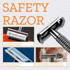 Van Der Hagen Traditional Safety 5-Blade Razor, for All Skin Types, Men, 1 Pack