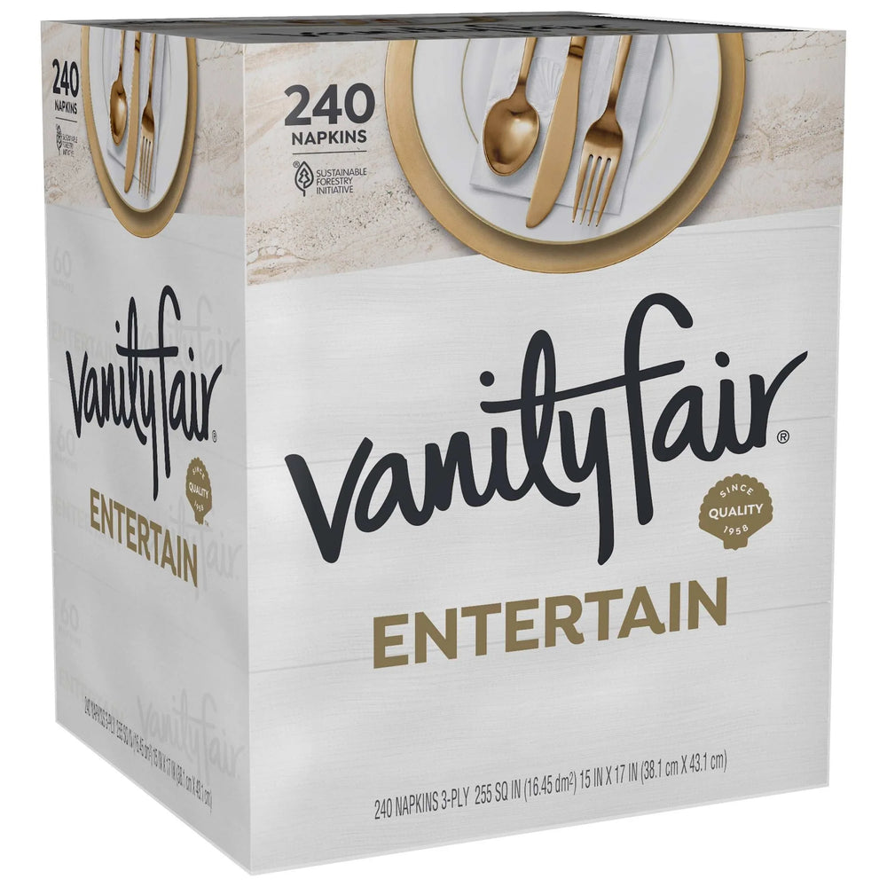 Vanity Fair Entertain White Paper Napkins, 3-ply, 60-count, 4-pack - USA MEGA SHOP