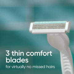 Venus Simply 3 Sensitive Women's 3 Blade Disposable Razor, 4 count, Blue
