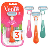 Rastrillo desechable Venus Tropical para mujer de 3 hojas, 3 unidades, multicolor