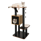 VesperHighBase47.8inchCatTree_3Levelsand1Condo_Black3 - USA Mega Shop