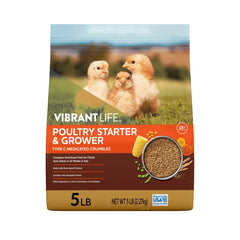 Vibrant Life Poultry Starter and Grower Type C Medicated Crumbles, 5 lb Bag