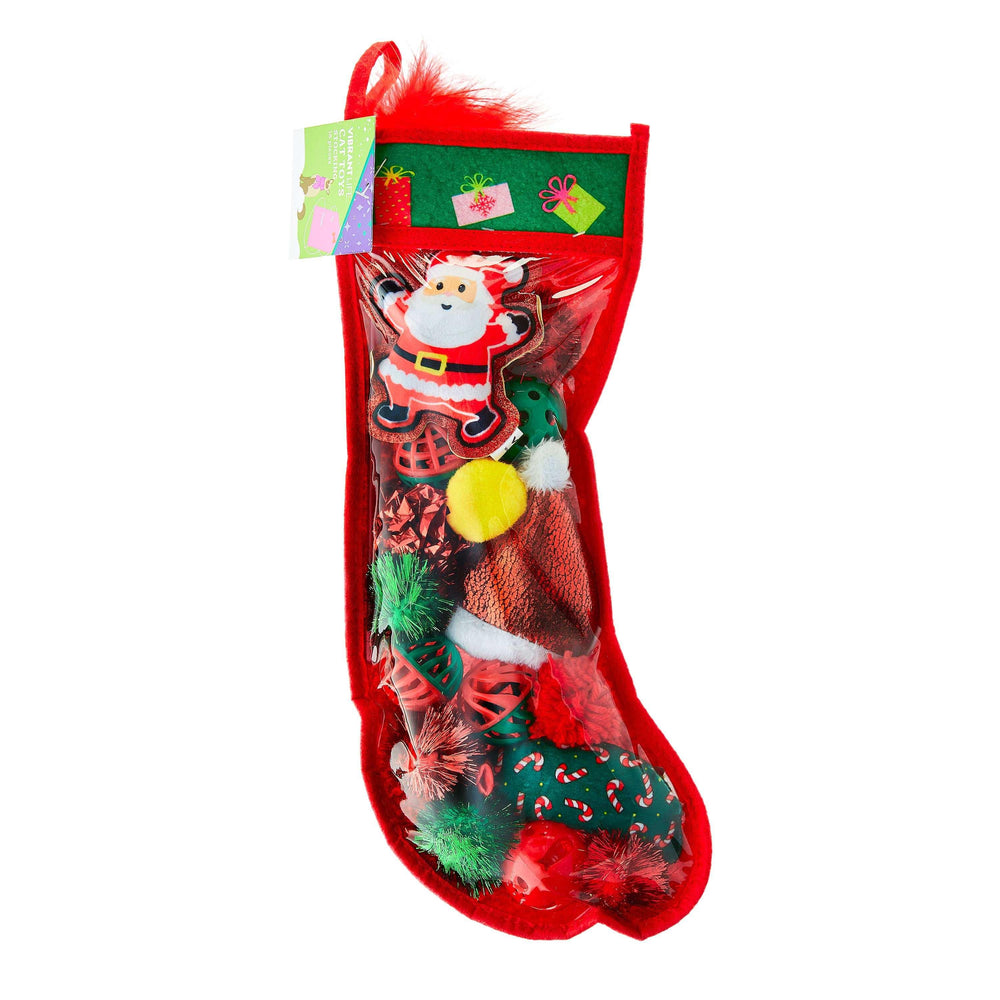 Vibrant Life Holiday 18-Piece Cat Toy Stocking Gift Set, Red - USA MEGA SHOP