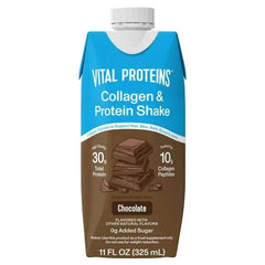 Vital Proteins 10g Collagen and 30g Total Protein Shake, Chocolate, 11 fl oz, 18-pack