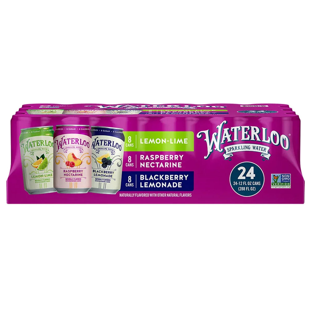 Waterloo Sparkling Water, Variety Pack, 12 fl oz, 24-count - USA MEGA SHOP