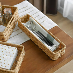 We Think Storage Resin Rattan Storage Bin with Handle, Set of 3