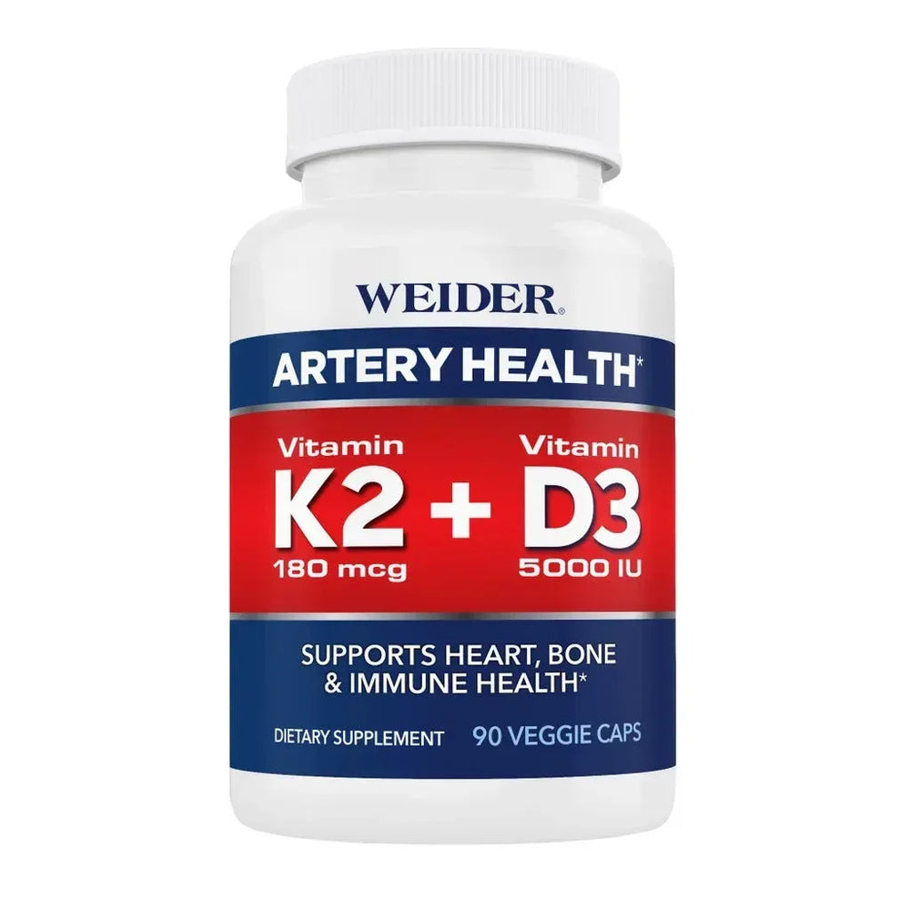 Weider Artery Health with Vitamin K2 Plus D3, 90 Veggie Caps - USA MEGA SHOP