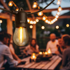Westinghouse 36' Solar Powered LED Vintage White String Light Set, 15 Bulbs with Remote Control