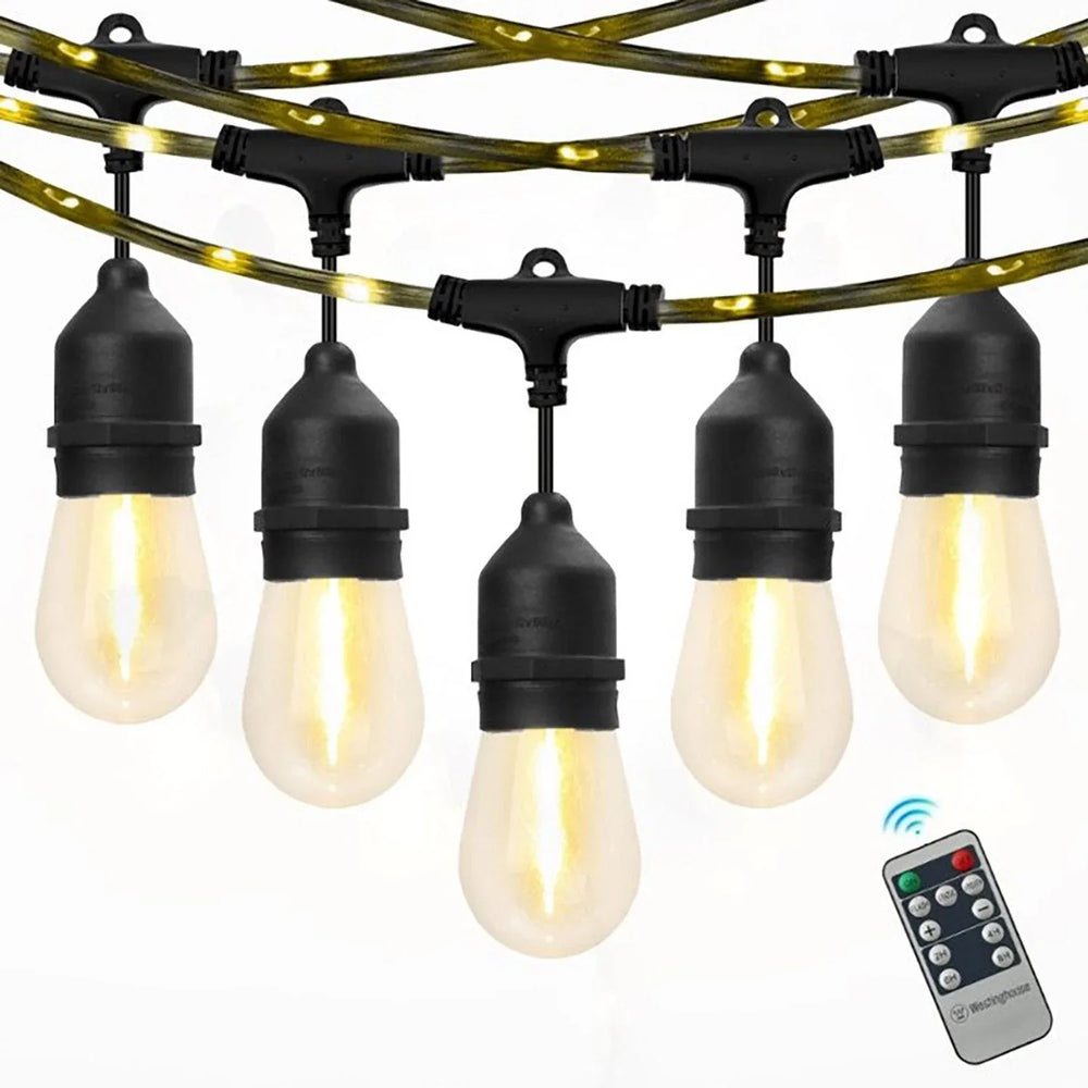 Westinghouse 48' Warm White LED String Light Set with Remote Control, 15 Bulbs - USA MEGA SHOP