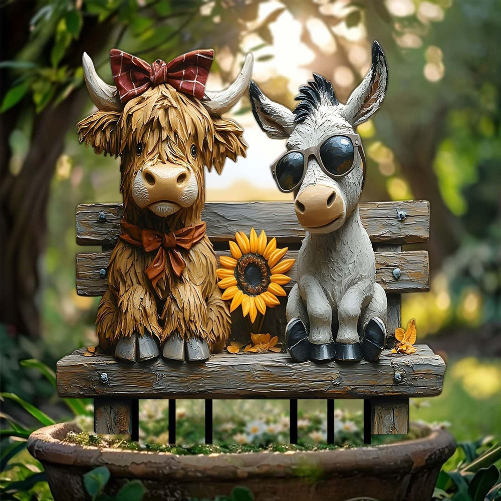 Whimsical Cow And Donkey Shaped Acrylic Flower Pots Outdoor Garden Decor Novelty Planter With Ground Stake For Yard Patio And Farmhouse Themed Decor - USA MEGA SHOP