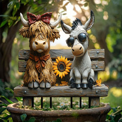 Whimsical Cow And Donkey Shaped Acrylic Flower Pots Outdoor Garden Decor Novelty Planter With Ground Stake For Yard Patio And Farmhouse Themed Decor - USA MEGA SHOP