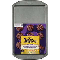 Wilton Premium Steel Non-Stick Medium Cookie Sheet 10x 15 Baking Pan with Handles Rectangular Shape, Packaging May Vary - USA MEGA SHOP