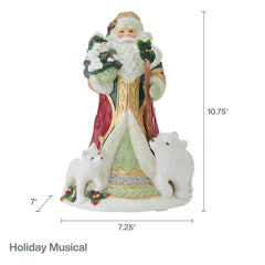 Woodland Holiday Musical Santa Figurine, 10.75 IN - USA MEGA SHOP