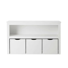 Your Zone Kids Toy Storage Cabinet with Three Rolling Bins, White Finish