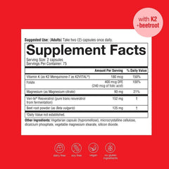 Youtheory Resveratrol+ Supplement Capsules with Vitamin K2 and Beetroot, 150 Count
