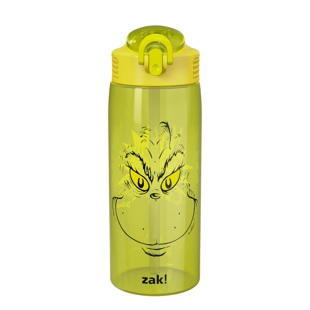 Zak Designs Durable Plastic 25oz Grinch Kids Water Bottle with Straw and Handle - USA MEGA SHOP