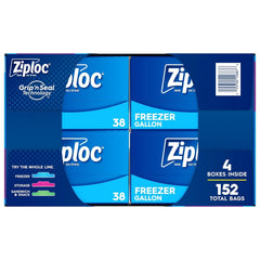 Ziploc Brand Gallon Freezer Storage Bags, Stay Open Design, Easy to Fill, 152 ct.