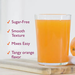 Metamucil Sugar-Free Fiber Supplement Powder for Daily Digestive Health, Orange Flavor, 30 Servings