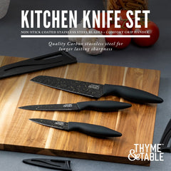 Thyme & Table Non-Stick Coated High Carbon Stainless Steel Speckled Kitchen Knives, 3 Piece Set - USA MEGA SHOP