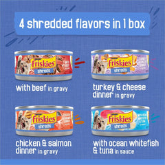 Purina Friskies Shreds Gravy Variety Pack, Wet Cat Food, 5.5 oz Cans