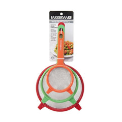 Farberware Professionals Red, Green & Orange Strainer Set of 3
