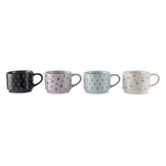 Thyme & Table 4 Pack Stacking Celestial Mugs, Assorted Colors 11.1 fl oz, Stoneware
