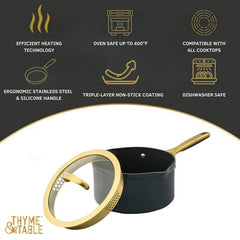 Thyme & Table 3.5 QT Non-Stick Supreme Collection Saucepan - Atlantic Blue
