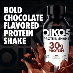Oikos Protein Shake, Shelf Stable, Chocolate, 30g Protein, 12 fl oz, 4 Count Bottles