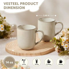 Vesteel Coffee Mug Set of 4, Ceramic Coffee Cups with Handles, 14oz Handmade Reactive Glaze Mugs Set for Coffee Tea Milk, Mug Gifts for Thanksgiving Day Anniversary, Gifts for Men, women, Home, Office and Restuarant - USA MEGA SHOP
