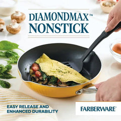 Farberware Style 10 Pcs Nonstick Cookware Set with Cooking Tools, Dishwasher Safe and Oven Safe to 500°F, Yellow
