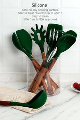 Country Kitchen 8-Pc Cooking Utensils Set Silicone Spatula & Kitchen Gadgets, Green