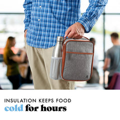 Acorn St by Fit & Fresh Vertical Insulated Reusable Lunch Bag for Men, Women, Kids, Steel