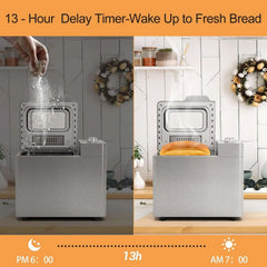 Bluebow 25-in-1 Bread Maker, 2LB Bread Machine with Auto Fruit/Nut Dispenser, Gluten-Free Setting, Keep Warm&13H Delay Timer, Stainless Steel - USA MEGA SHOP