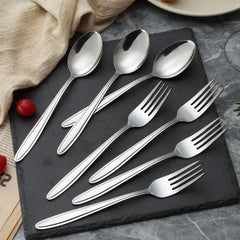 Mirdinner Dinner Forks and Spoons Set, Stainless Steel Silverware Flatware Set, Salad Fork and Soup Spoon, Using for Home, Kitchen or Restaurant, Mirror Polished, Dishwasher Safe - USA MEGA SHOP