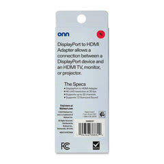 onn DisplayPort to HDMI Converter Adapter with Audio - Supports 4K & 1080p for Laptop/PC to Monitor, Projector, HDTV,6ft Cable