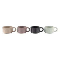 Thyme & Table 4-piece Ceramic Ribbed Stackable Mug Set with Rack, 12 fl oz