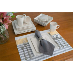 10 Strawberry Street Nova Square 16-Piece Stoneware Dinnerware Set, Cream/White
